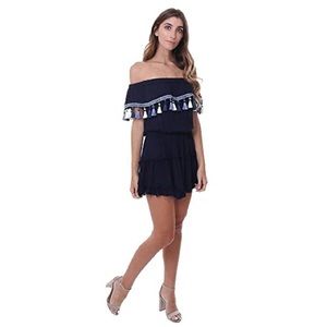 Navy off the shoulder dress